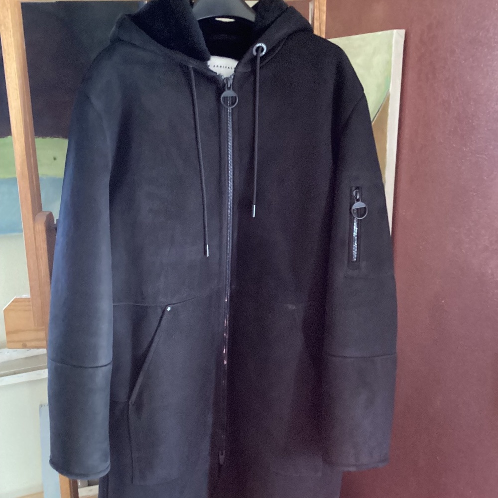 The Arrivals men’s Hal suede leather coat size medium, new.